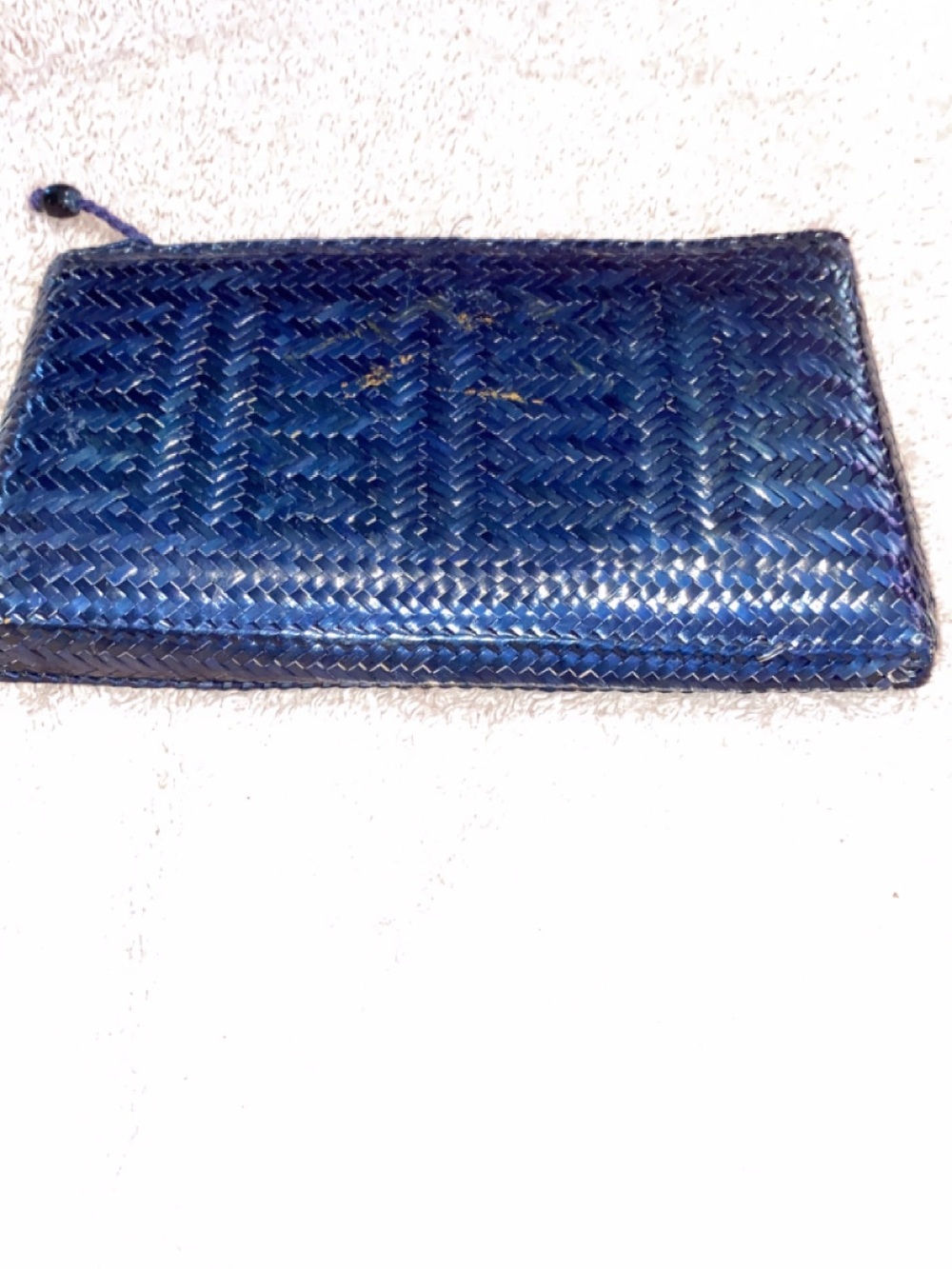 Woven Blue Zip-Around Clutch Wallet